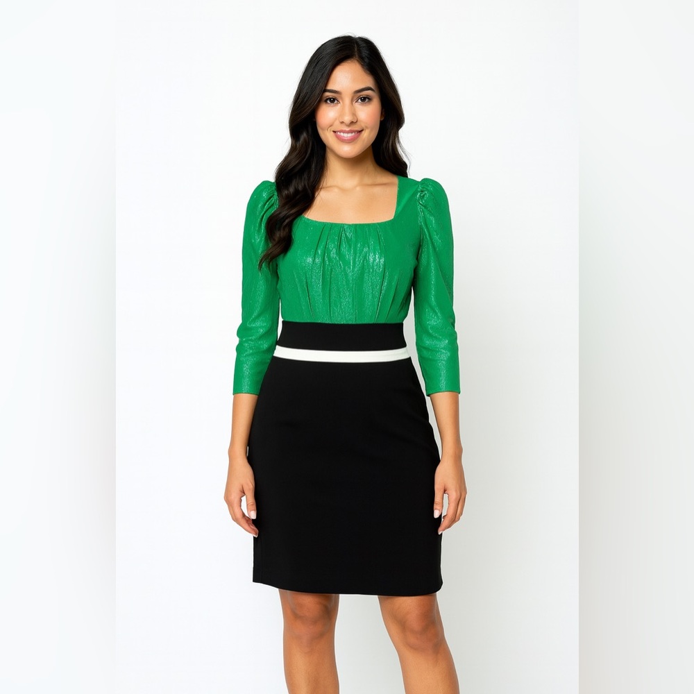 Jay Godfrey Size 4 Dress Green Black Sparkle Cocktails City Wedding Date Night